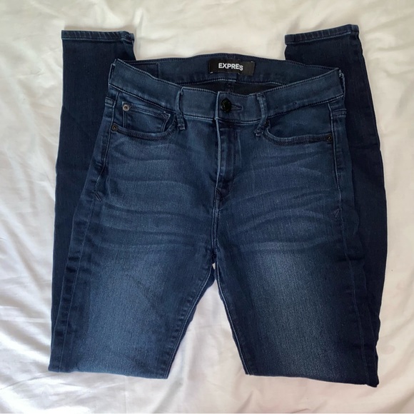 Express Mid Rise Dark Wash Jeans - Picture 3 of 8